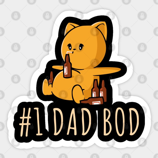 Number One Dad Bod Drinking Beer Funny Father's Day Sticker by NerdShizzle